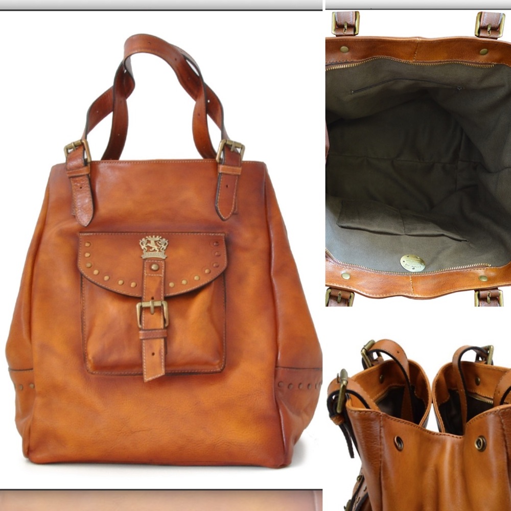 Anthropologie Orange Tote Bag with Structured Design